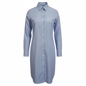 Emanuele Maffeis Blue White Striped Long Sleeve button down classic shirt dress